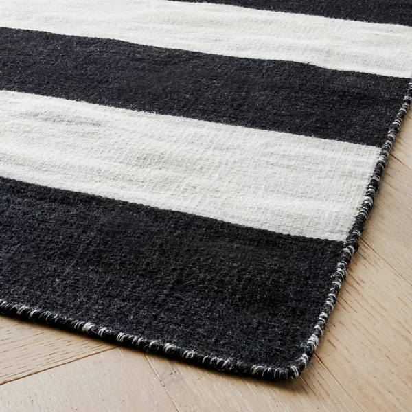 Accra Outdoor Stripe Rug - Black/Ivory 4 Accra Outdoor Stripe Rug - Black/Ivory - Image 2