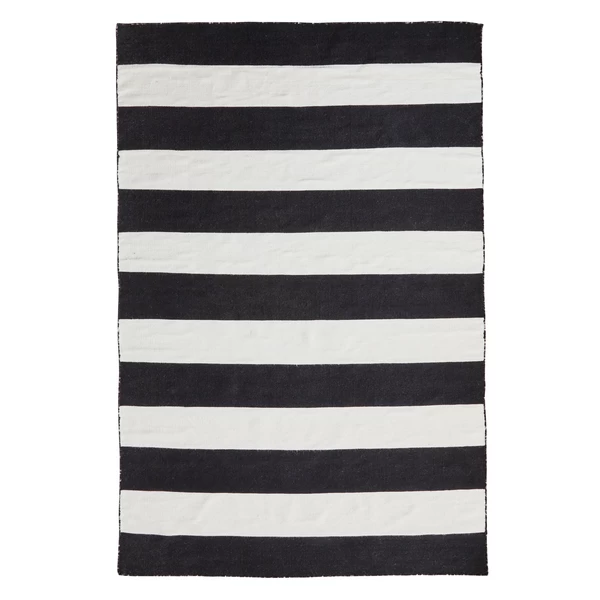 Accra Outdoor Stripe Rug - Black/Ivory 5 Accra Outdoor Stripe Rug - Black/Ivory - Image 3