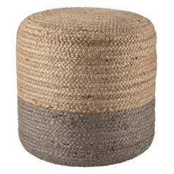 Merritt Round Pouf - Light Grey