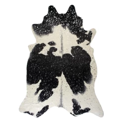 Metallic Faux Cowhide Rug - Black/Silver